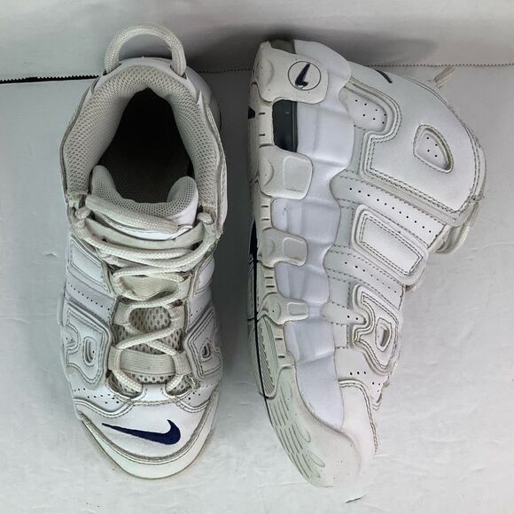 NIKE AIR MORE UPTEMPO WHITE ALL OVER LACE TIE DH9723- 100 US SZ 2.5Y - Picture 2 of 10